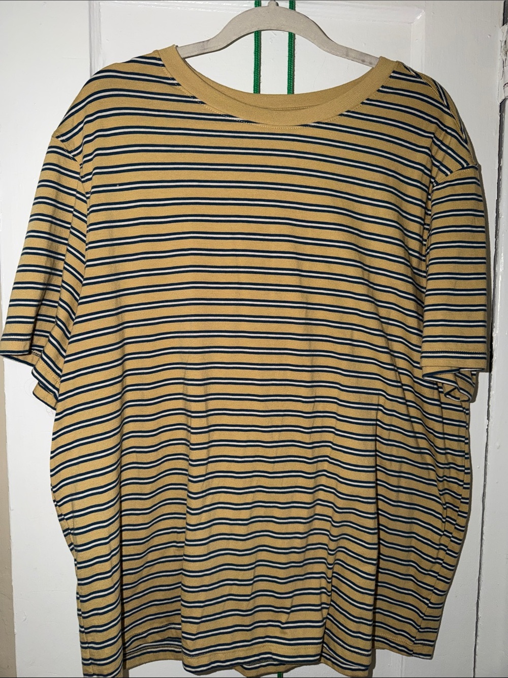 Goodfellow & Co Mustard Yellow Striped Crew Neck Tee
